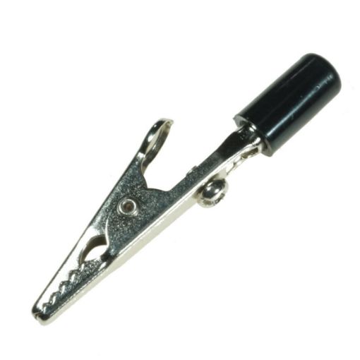 ALLIGATOR CLIP,4mm INSUL.SHANK,BLACK,PKT/10.