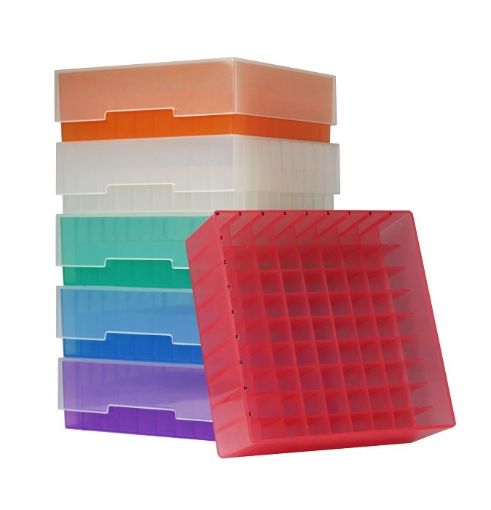 Freezer Box 81 well, plastic, 2" high assorted, 6 per Pack