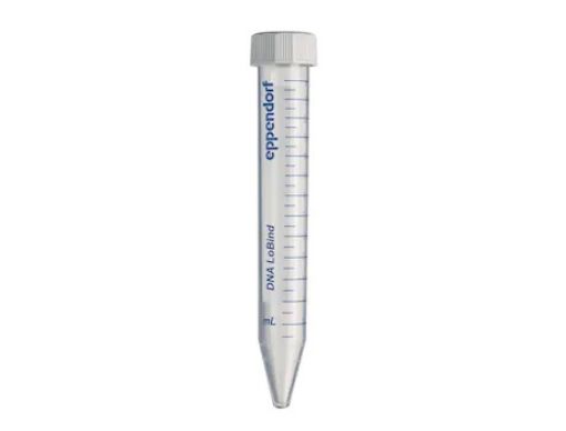 Picture of Eppendorf Conical Tubes 15 mL, DNA LoBind, pyrogen-, DNase-, RNase- and DNA-free, 200 tubes (4 bags of 50 tubes each)