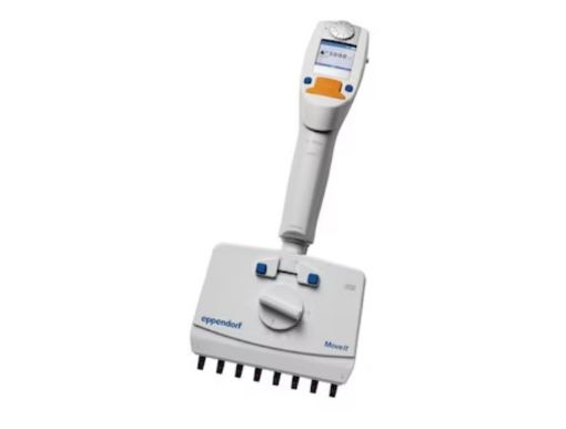 Picture of Eppendorf Xplorer® plus Move It®, adjustable cone distance, 8-channel, 15 – 300 µL, orange