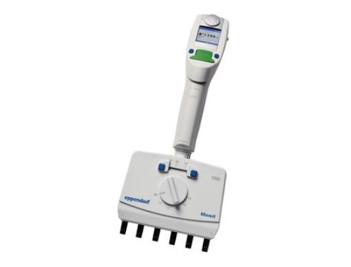 Picture of Eppendorf Xplorer® plus Move It®, adjustable cone distance, 6-channel, 50 – 1,200 µL, dark green