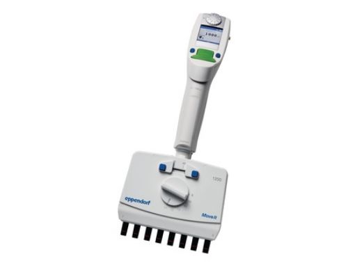 Picture of Eppendorf Xplorer® plus Move It®, adjustable cone distance, 8-channel, 50 – 1,200 µL, dark green