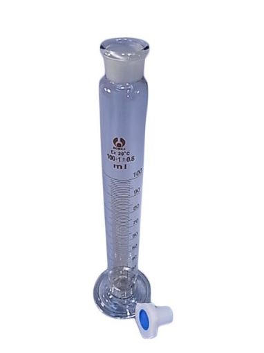 Picture of 10ml Measuring Cylinder Mixing, Glass with Polystopper 170x13mm OD 0.2mL Grads