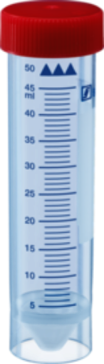 Picture of 50ml Centrifuge Tube PE Red Cap Free Standing, 300/Carton