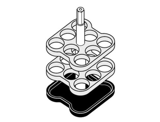 Picture of Adapter, for 8 round-bottom tubes 9 mL, for 90 mL rectangular bucket in Rotor A-4-38, 14.5 mm × 100 mm, 2 pcs.