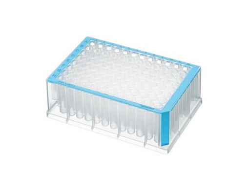 Picture of Deepwell Plate 96/1000 µL, wells clear, 1,000 µL, PCR clean, blue, 20 plates (5 bags × 4 plates)