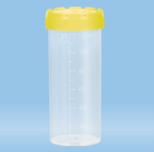 Picture of 120ml Container Yellow Cap Gamma sterile, 250 per Carton