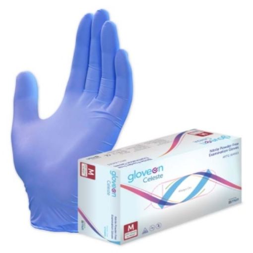 Picture of Nitrile Gloves Medium Celeste Std Cuff Box 200