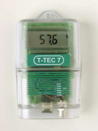 Picture of Data logger with display and connector for remote temperature & humidity sensor