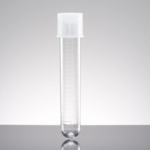 Picture of 5ml round bottom polystyrene test tube with snap cap 12 x 75mm sterile, 500 per carton